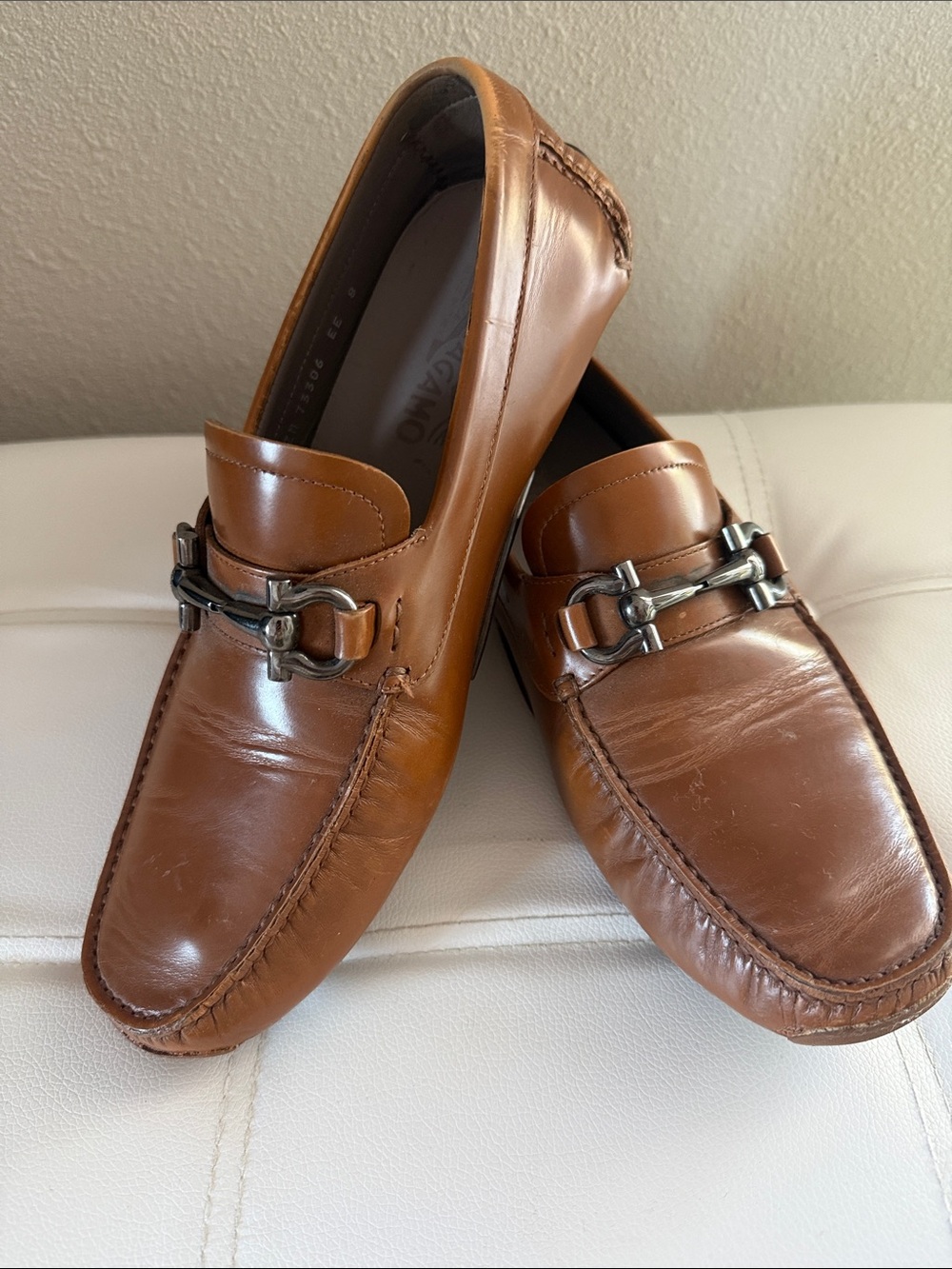 Ferragamo Men's Gancini Slip On Loafers - size 8 EE (extra wide)